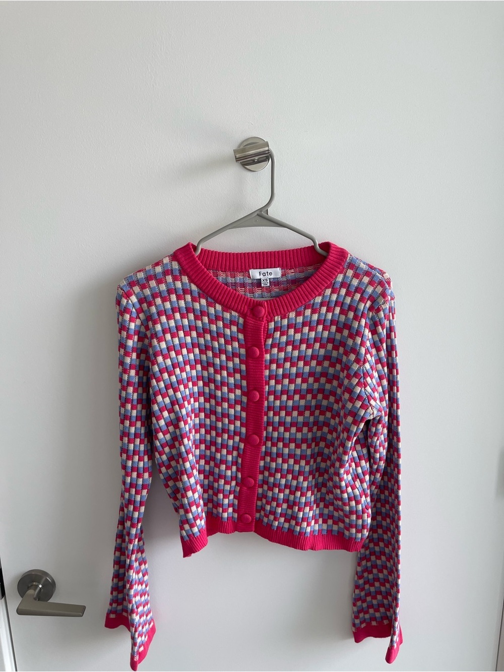 Fate Multi-Color Knit Cardigan Sweater - Pink